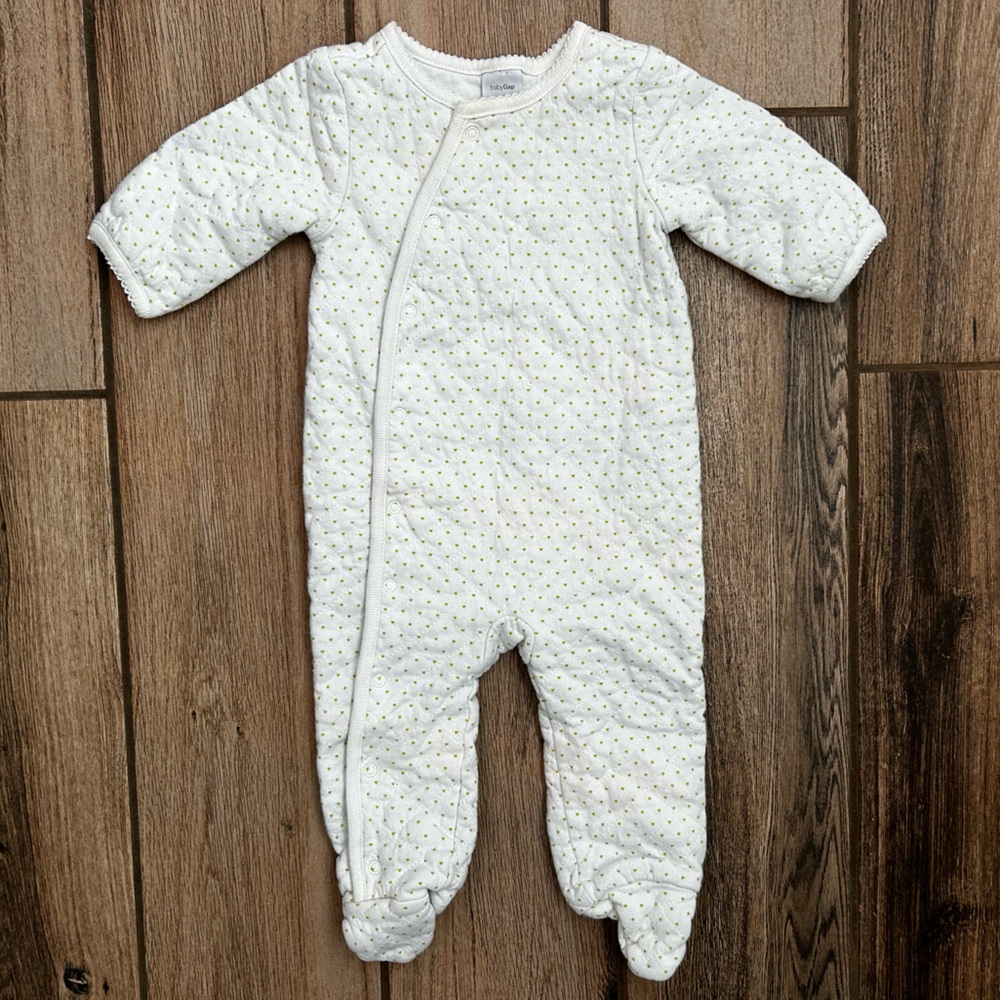 GAP White Kids Quilted One Piece with Polka Dot Hearts